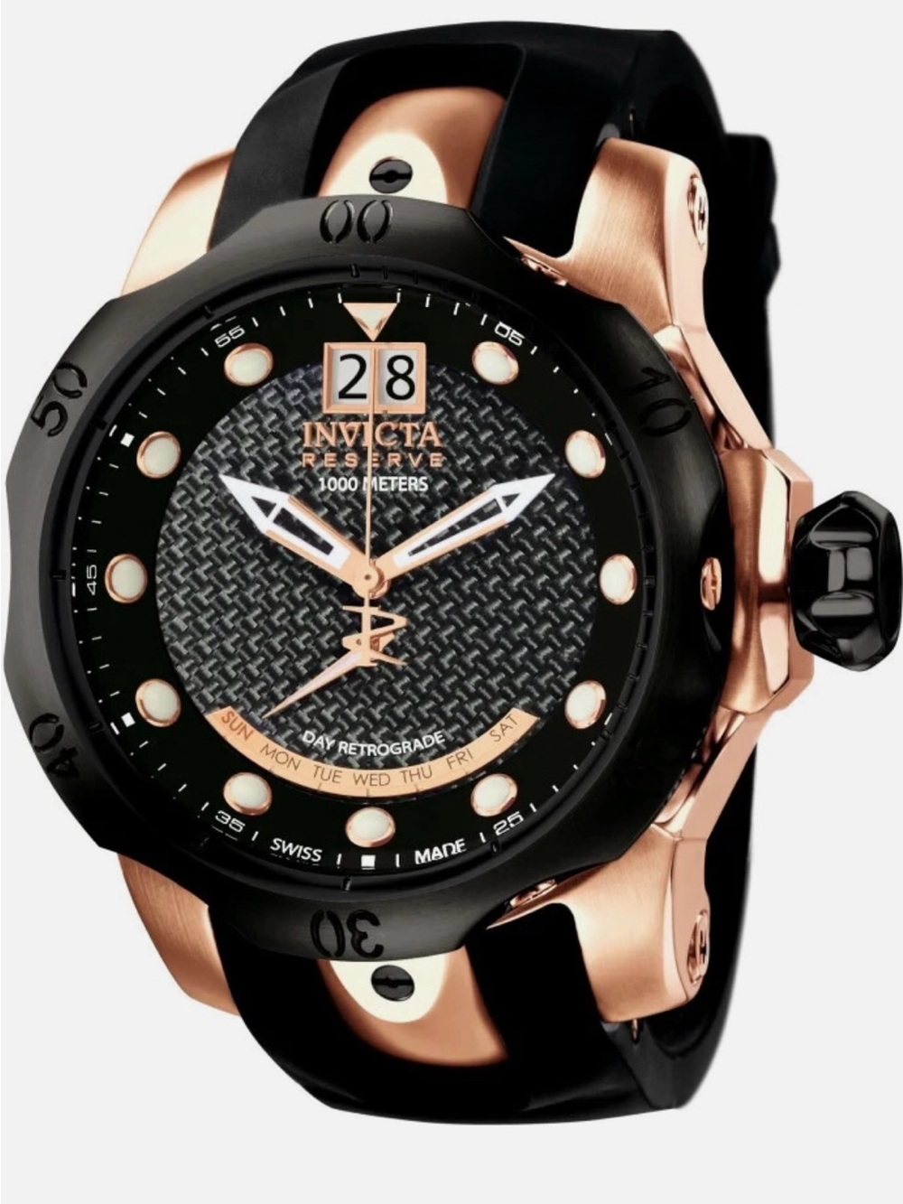 Invicta Rose Gold and Black Swiss Rhonda Men's Sport Diver Watch